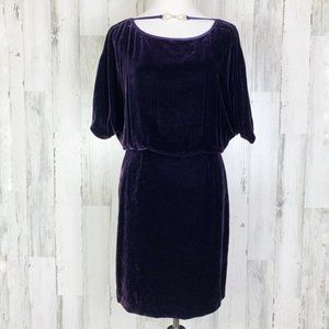 Trina Turk Purple Velvet Blouson Dolman Sleeve Midi Dress
